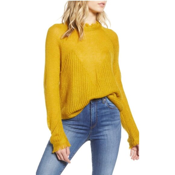 Moon River Yellow Fringe Trim Sweater NWT Large - Picture 9 of 9